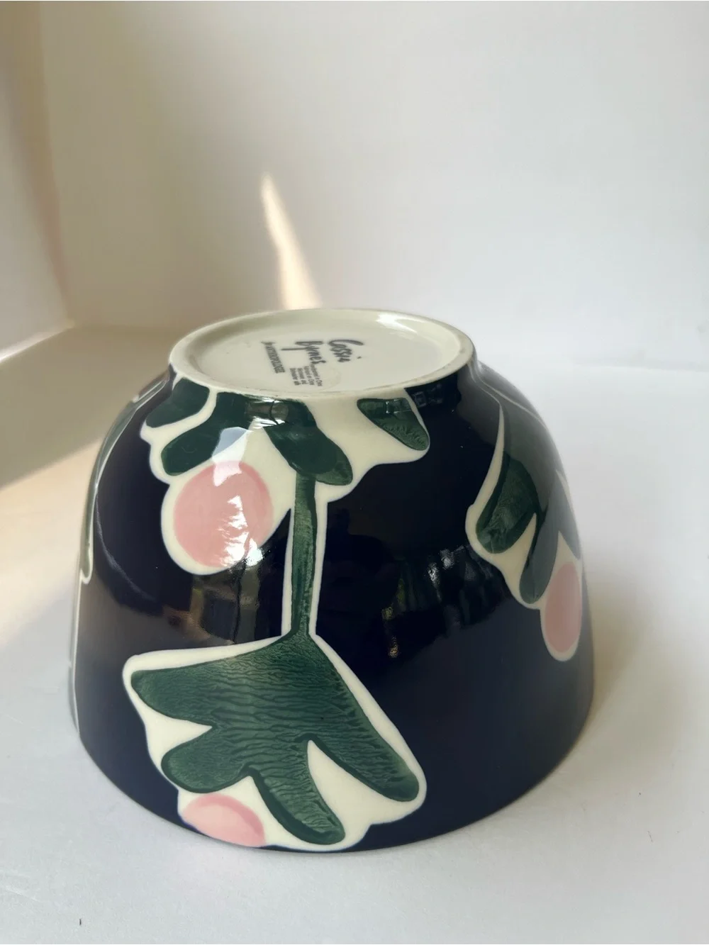 Anthropologie Bowl CASSIE BYRNES Flowers MELBOURNE Handpainted Stoneware VGC